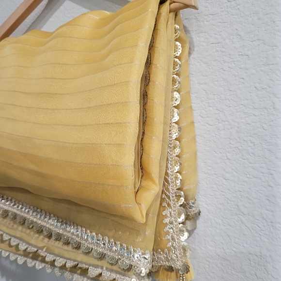 Pure Organza Silk gotta parti sari/ saree with tassels + blouse - Picture 2 of 8